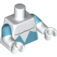 Torso, Dual Molded Arms, Muscles with Medium Azure Angular Lower Panels Print, Medium Azure Sleeves Pattern, White Arms and Hands / White