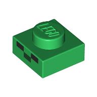 Lego Plate 1 x 1 with Zombie Face print / Green