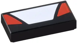 Tile 1 x 2 with White Trapezoid, Red Triangles Print