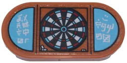 Tile, Round 2 x 4 Oval with Dart Board and Medium Azure Scoreboard with White Ninjago Logogram 'DARETH' and 'TOM' Pattern (Sticker) - Set 71799