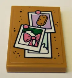 Tile 2 x 3 with Cork Board with Pinned Bow and Ice Pop (Freezer / Lollipop / Lolly / Pole / Popsicle / Stick) Photos Pattern (Sticker) - Set 41342