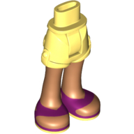 Lego Minidoll Hips and Shorts with Medium Nougat Legs and Magenta Sandals Print / Bright Light Yellow