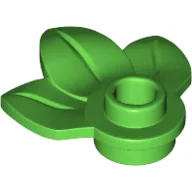 Plant, Plate 1 x 1 Round with 3 Leaves / Bright Green