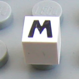 Modulex Tile 1 x 1 with M/W Print - Black Lining on Top and Sides / Modulex White
