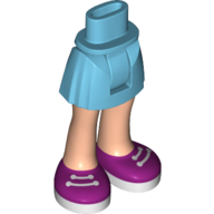 Lego Minidoll Hips and Short Skirt with Light Nougat Legs and Magenta Shoes with Laces Print [Thick Hinge] / Medium Azure