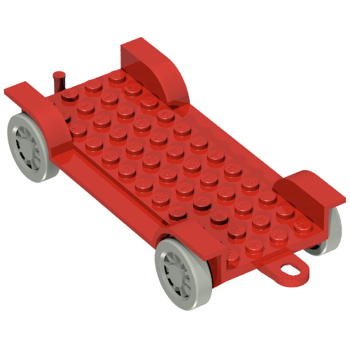 Lego Fabuland, Vehicle Base, Car Chassis 12 x 6 with Tow Hook [Complete Assembly] / Red