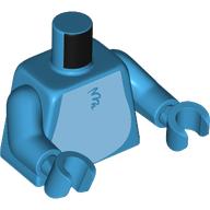 Lego Torso, Bright Light Fur Chest print, Dark Azure Arms and Hands / Dark Azure