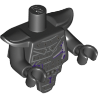 Lego Torso Short and Modified with Armor - Smooth Breastplate with Shoulder Pads with Silver Armor, Dark Purple Spots / Black