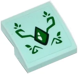 Slope, Curved 2 x 2 x 2/3 with Green Geometric Dragon Scale and Green Swirls Pattern (Sticker) - Set 41176