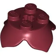 Plant, Leaves, Round 2 x 2 x 2/3 with + Axle Hole and 4 Leaf Extensions / Dark Red