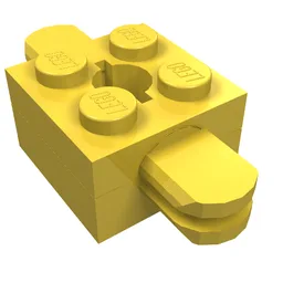 Arm Holder Brick 2 x 2 with Hole and 2 Arms / Yellow