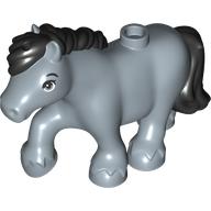 Lego Animal, Pony with Black Mane, Tail pattern / Sand Blue