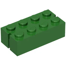 Brick 2 x 4 without Bottom Tubes, Slotted (with 2 slots) / Vintage Green