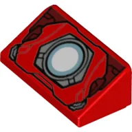 Brick Sloped 30° 1 x 2 x 2/3 with Iron Man Chest with Blue Reactor Print / Red