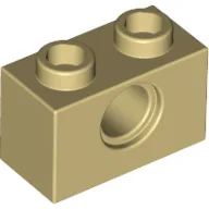 Technic Brick 1 x 2 [1 Pin Hole] / Tan