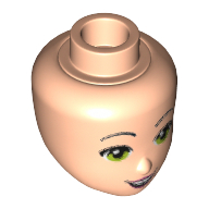 Lego Minidoll Head with Lime Eyes, Eyebrows, Pink Lips and Open Smile Print / Light Nougat