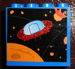 Stickered Assembly 4 x 2 x 3 with UFO and Planets Pattern (Sticker) - Sets 4560 / 4561