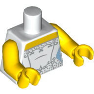 Lego Torso Wedding Dress Robe with Silver Trim Print, Yellow Arms and Hands / White