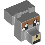 Animal Body Part, Head Blocky with Pixelated Face, Tan Nose, Nougat Forehead Print / Light Bluish Gray