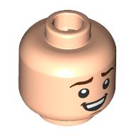 Lego Minifig Head Pippin, Dark Brown Eyebrows, Open Mouth Confused / Open Mouth Scares, Dark Bluish Grey Scratches