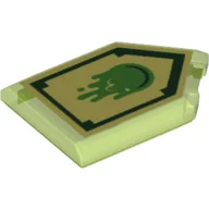 Tile Special 2 x 3 Pentagonal with Nexo Power Shield Print - Slime Blast / Trans-Bright Green