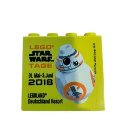Brick 2 x 4 x 3 with 'Legoland Deutschland Resort', 'LEGO Star Wars Tage 31. Mai - 3. Juni 2018' Print / Yellow