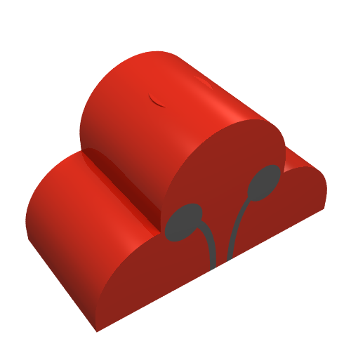 Lego Brick Curved 2 x 4 x 2 Triple, No Studs with Ladybug Antenna Print / Red