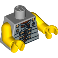 Lego Torso Armor Vest Roman Soldier with Gold Buckles Print, Yellow Arms and Hands / Light Bluish Gray