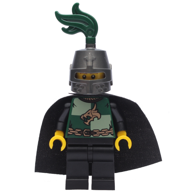Lego Dragon Knight, Dark Green, Helmet with Dark Green Plume, Cape