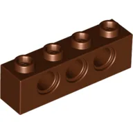 Technic Brick 1 x 4 [3 Pin Holes] / Reddish Brown