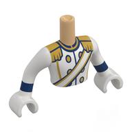 Lego Minidoll Torso Man with White Arms and Hands with White Uniform, Sash, Gold Lapels, Buttons print / White