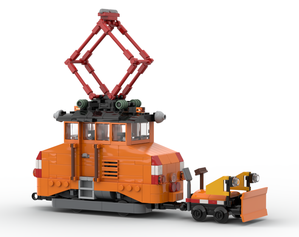 Lego Schörling rail grinding tramway car with snow plow