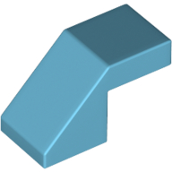 Lego Brick Sloped 45° 2 x 1 with 2/3 Inverted Cutout and no stud / Medium Azure