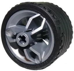 Wheel 30.4mm D. x 20mm with Center Axle Holes Motorcycle with Black Tire 37 x 22 ZR (66155 / 55978) / Flat Silver