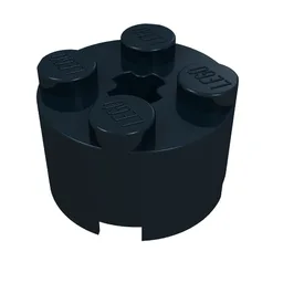 Brick Round 2 x 2 with Axle Hole / Black