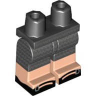 Lego Hips with Black Legs and Light Nougat Boots Pattern with Wavy Lines and Black Sandals with Silver Buckles Print / Black