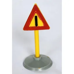 Road Sign Old Triangle with Generic Warning Print & Type 1 Base / White