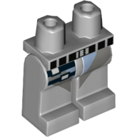 Lego Hips and Light Bluish Gray Legs with Sand Blue and Dark Bluish Gray Wide Straps, 2 Thin Black Straps with Silver Buckles on Right Leg, Black Belt on Hips Print / Light Bluish Gray
