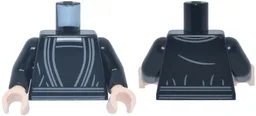 Torso Dress with Light Bluish Gray Trim, Belt and Pleats and Light Nougat Neckline Pattern / Black Arms / Light Nougat Hands / Black