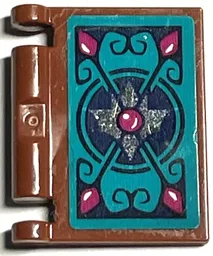 Minifigure, Utensil Book Cover with Dark Blue and Magenta Elves Scrollwork on Dark Turquoise Background Pattern (Sticker) - Set 41194