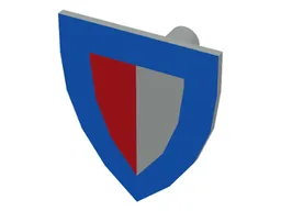 Shield Triangular with Red and Gray Halves and Blue Border Print