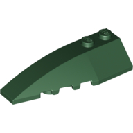 Lego Brick Wedged, Curved 6 x 2 Left, Inner Ridges / Dark Green