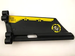 Technic, Panel Fairing #20 Large Long, Small Hole, Side A with Yellow Border and Yellow and Silver Machinery Pattern on Inside (Stickers) - Set 8105