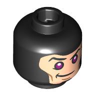 Lego Minifig Head Gambit, Light Nougat Dace, Purple Eyes, Smirk, Raised Eyebrow/Angry Frown / Black