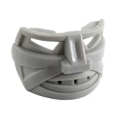 Large Figure Mask / Visor, Hockey Mask 5 with cheek cuts and teeth / Light Gray