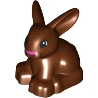 Duplo Animal Rabbit with Head Raised and Pink Nose Print / Reddish Brown