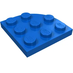 Plate Round Corner 3 x 3 / Blue