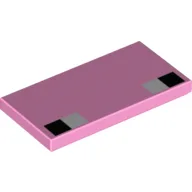 Tile 2 x 4 with Two White and Two Black Squares Print (Eyes) / Bright Pink