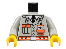 Torso Fire Jacket with Pocket, Black Tie, Neon Orange Radio and Belt, White Undershirt and Buckle Pattern / Light Gray Arms / Yellow Hands