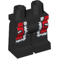 Lego Hips and Black Legs with Red Santa Robe with White Trim and Pockets Print / Black